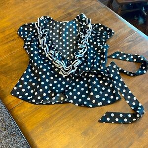 Jaipur polkadot wrapped blouse with a side tie